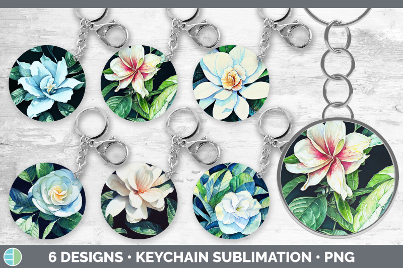 gardenias-keychain-bundle-keyring-sublimation-designs