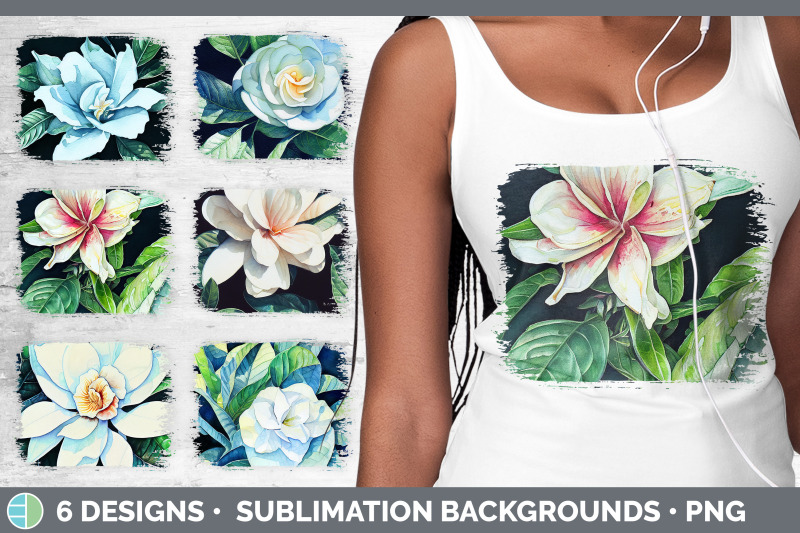 gardenias-distressed-sublimation-background-panel