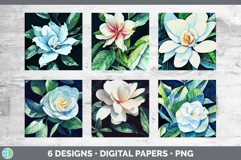 gardenias-backgrounds-digital-scrapbook-papers