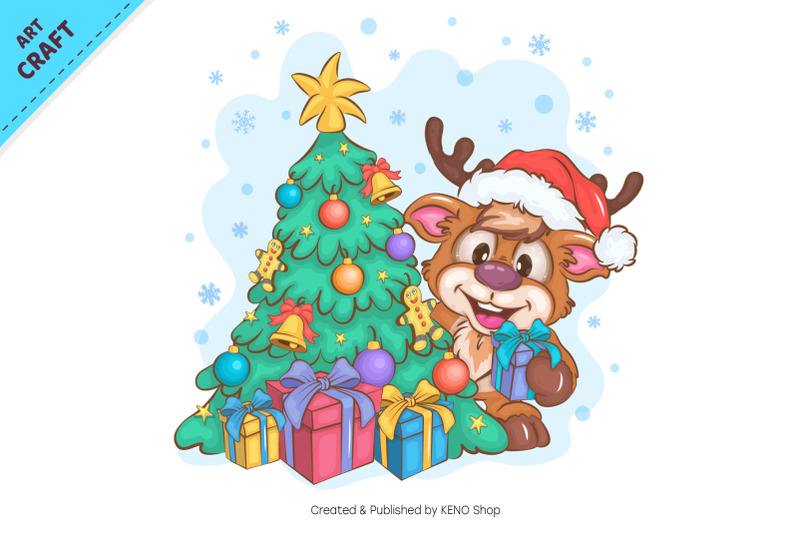 cartoon-deer-and-christmas-tree-clipart