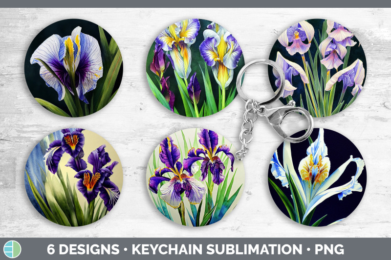 irises-keychain-bundle-keyring-sublimation-designs