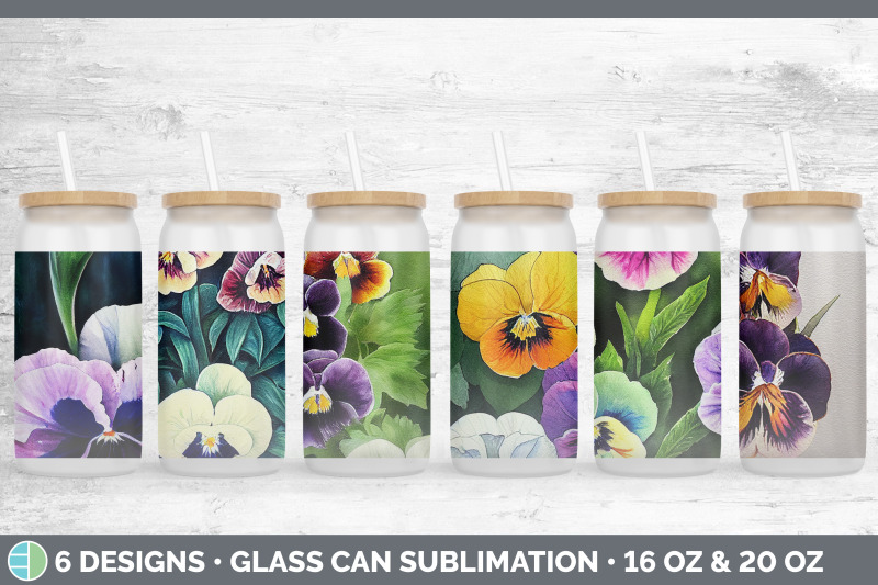 pansies-glass-can-sublimation-beer-mason-jar