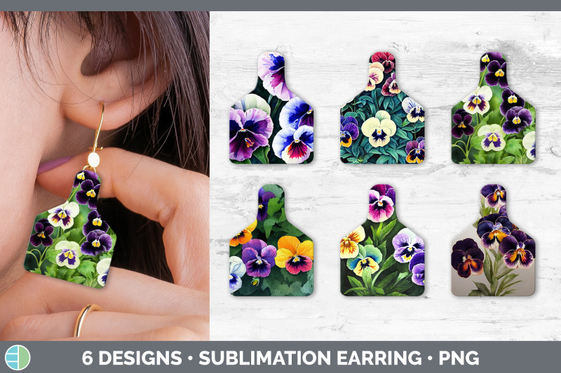 pansies-cow-tag-earring-sublimation-cattle-ear-tag