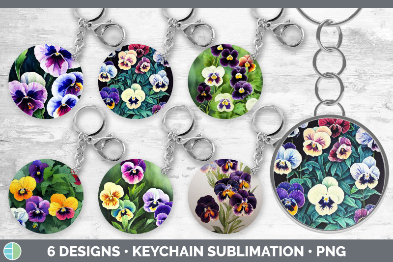 pansies-keychain-bundle-keyring-sublimation-designs