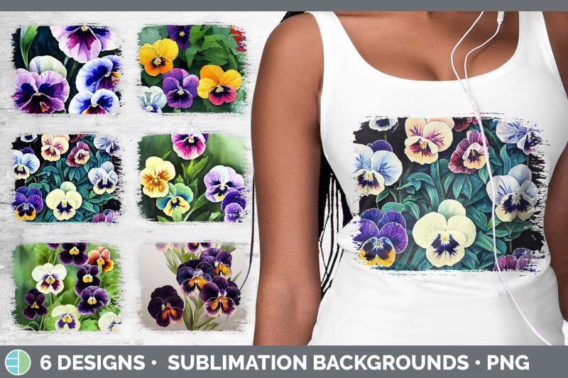 pansies-distressed-sublimation-background-panel