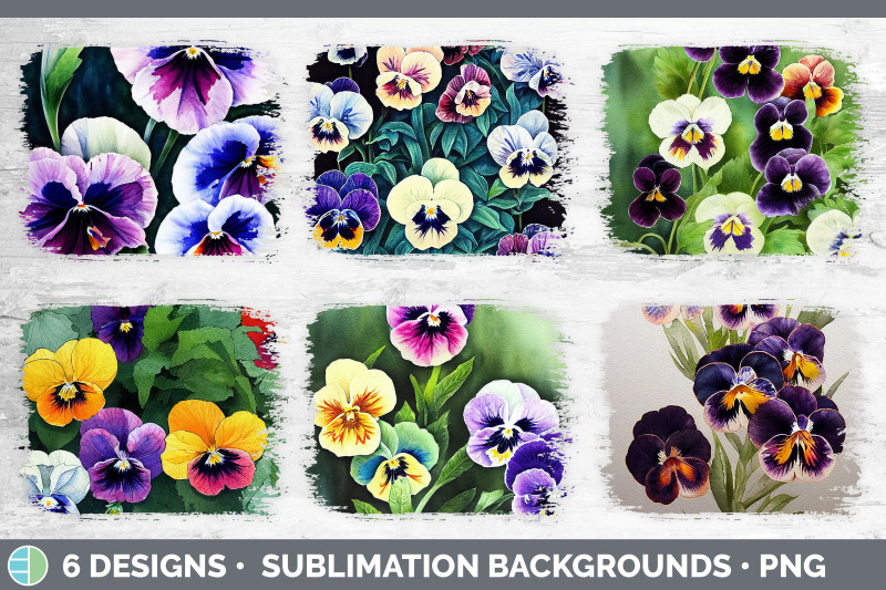 pansies-distressed-sublimation-background-panel