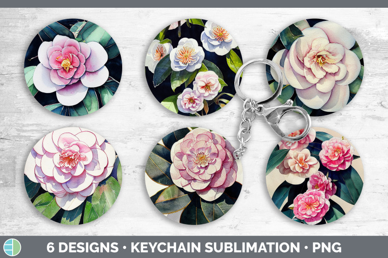 camellias-keychain-bundle-keyring-sublimation-designs