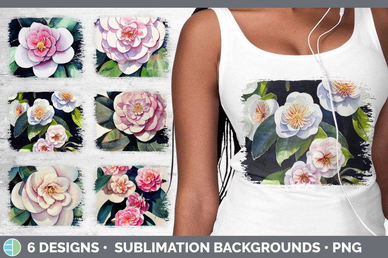 camellias-distressed-sublimation-background-panel