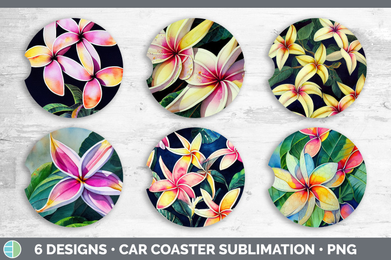 plumerias-car-coaster-sublimation-designs-bundle