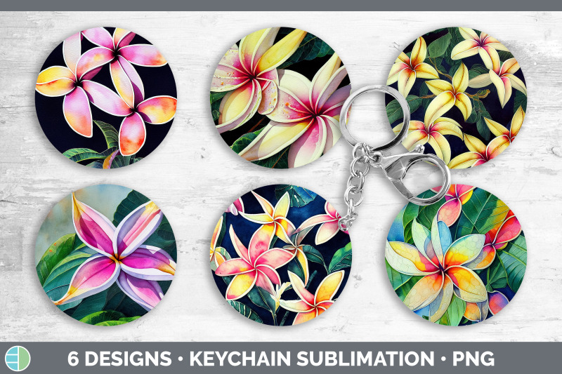 plumerias-keychain-bundle-keyring-sublimation-designs