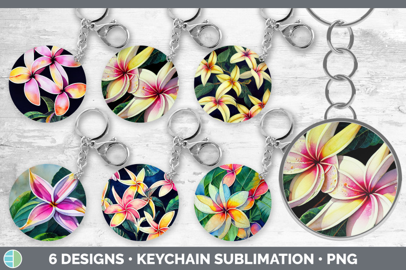 plumerias-keychain-bundle-keyring-sublimation-designs