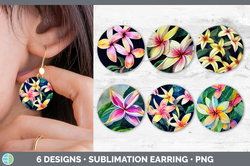 plumerias-round-earring-sublimation-designs-bundle