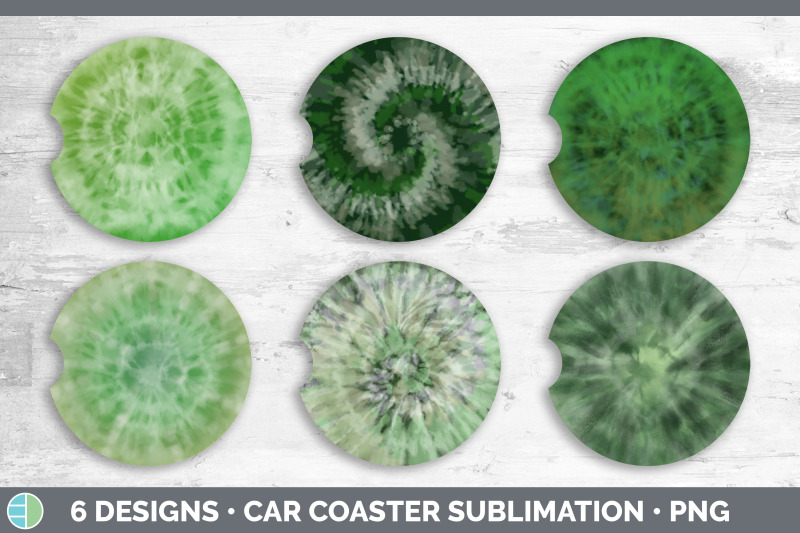 green-tie-dye-car-coaster-sublimation-designs-bundle