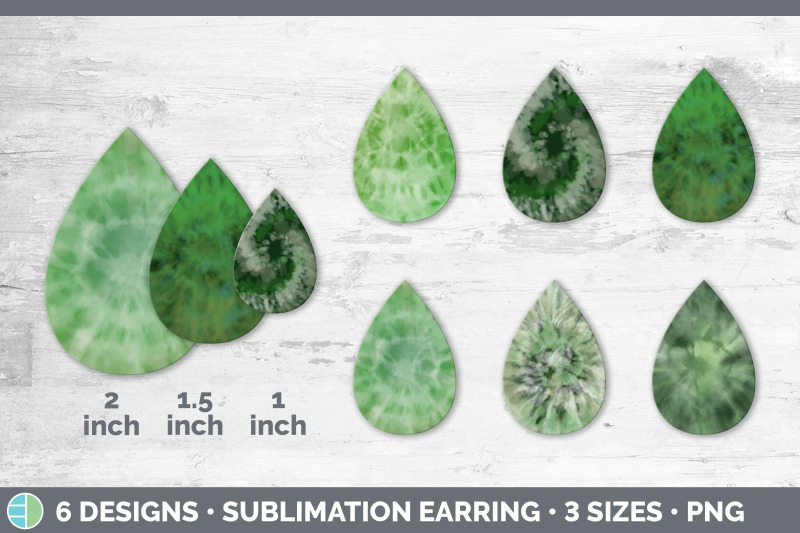 green-tie-dye-teardrop-earring-sublimation-designs-bundle