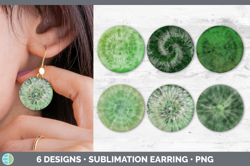 green-tie-dye-round-earring-sublimation-designs-bundle