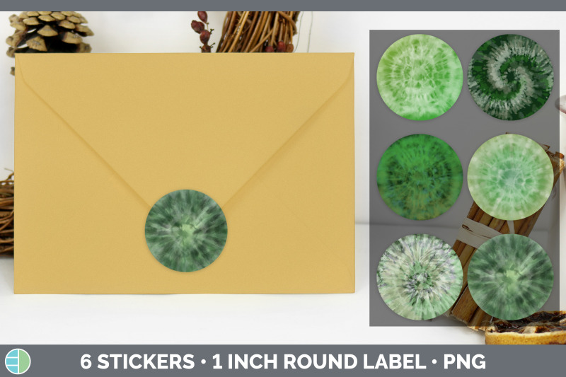 green-tie-dye-stickers-sticker-1in-round-labels-png-designs