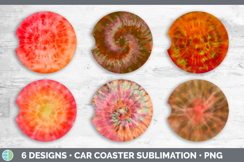 orange-tie-dye-car-coaster-sublimation-designs-bundle