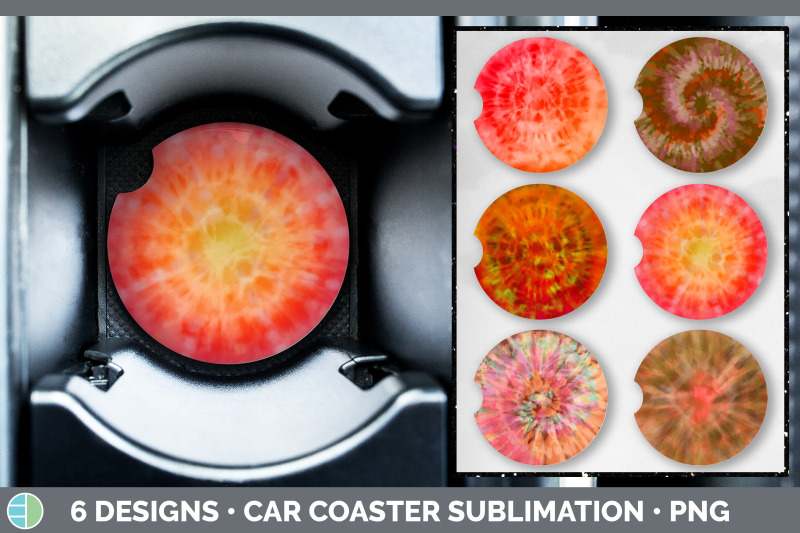 orange-tie-dye-car-coaster-sublimation-designs-bundle