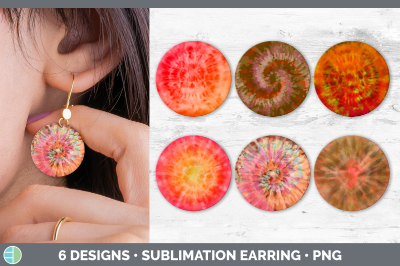 orange-tie-dye-round-earring-sublimation-designs-bundle