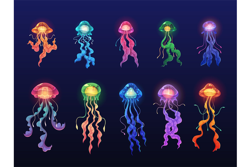 glowing-jellyfishes-exotic-sea-creatures-deep-water-ocean-animals-t