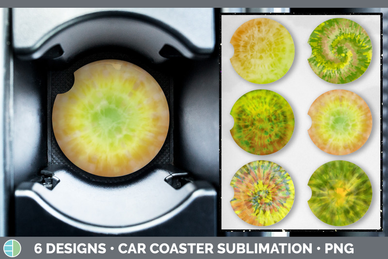 yellow-tie-dye-car-coaster-sublimation-designs-bundle