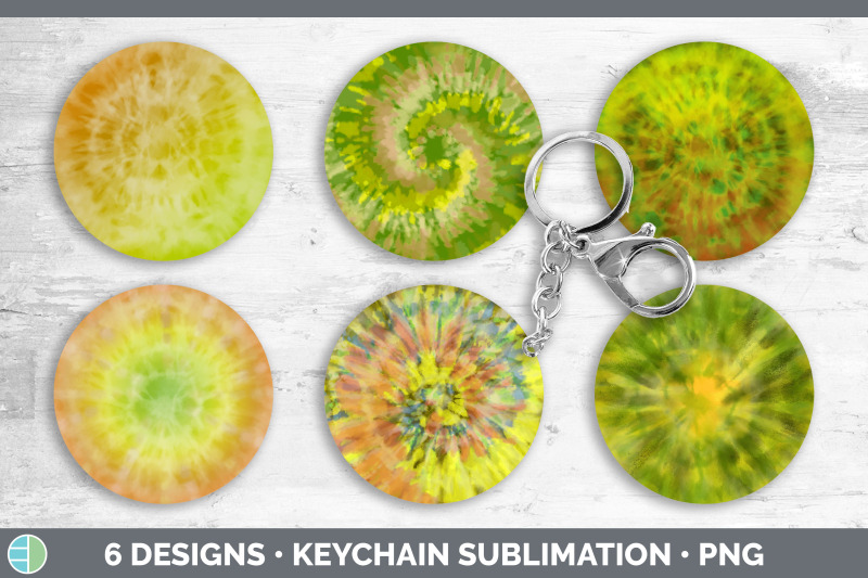 yellow-tie-dye-keychain-bundle-keyring-sublimation-designs