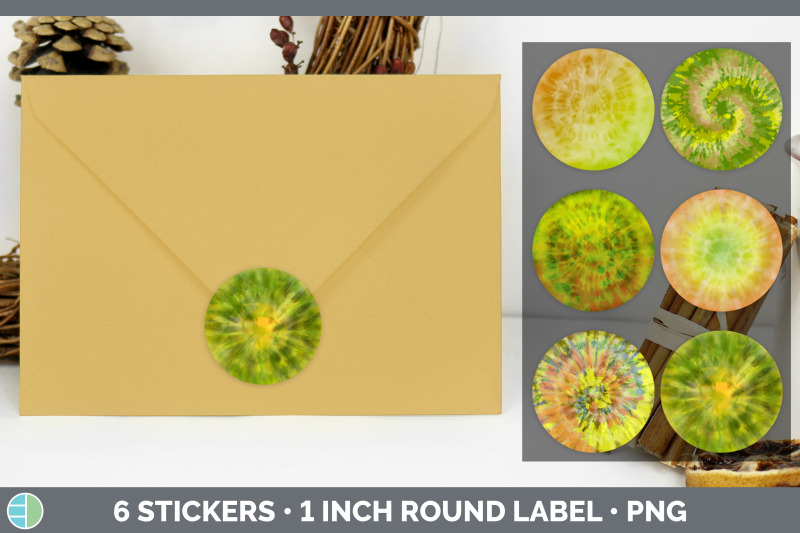 yellow-tie-dye-stickers-sticker-1in-round-labels-png-designs