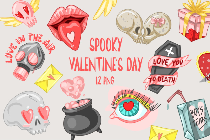 spooky-valentine-clipart-pastel-goth-digital-stickers