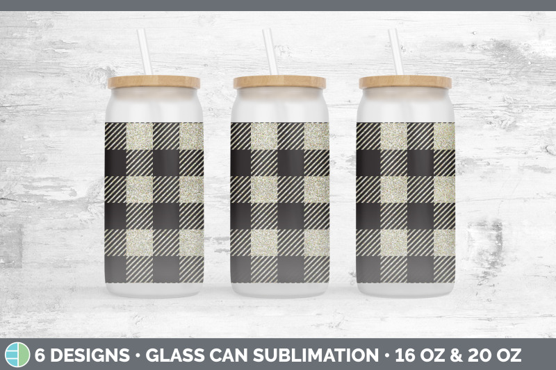 yellow-buffalo-plaid-glass-can-sublimation-beer-mason-jar