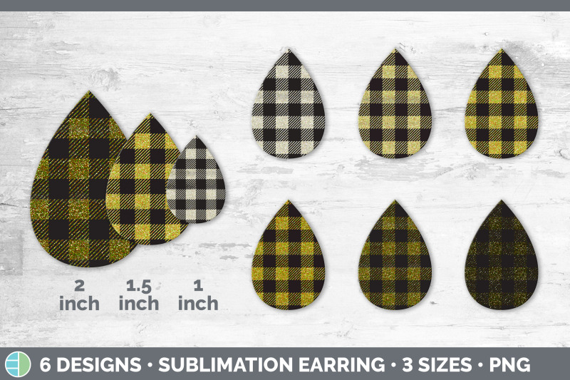 yellow-buffalo-plaid-teardrop-earring-sublimation-designs-bundle