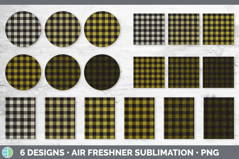 yellow-buffalo-plaid-air-freshener-sublimation-designs-bundle