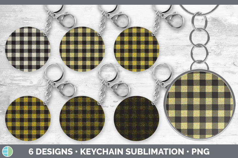 yellow-buffalo-plaid-keychain-bundle-keyring-sublimation-designs