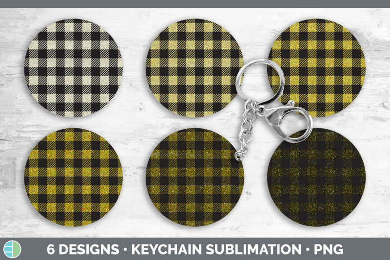 yellow-buffalo-plaid-keychain-bundle-keyring-sublimation-designs