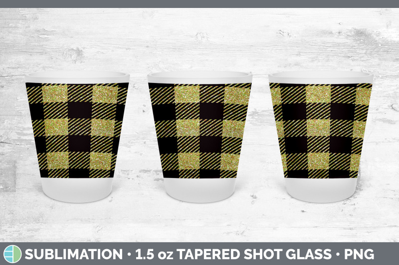 yellow-plaid-shot-glass-sublimation-tapered-shot-glass-1-5oz