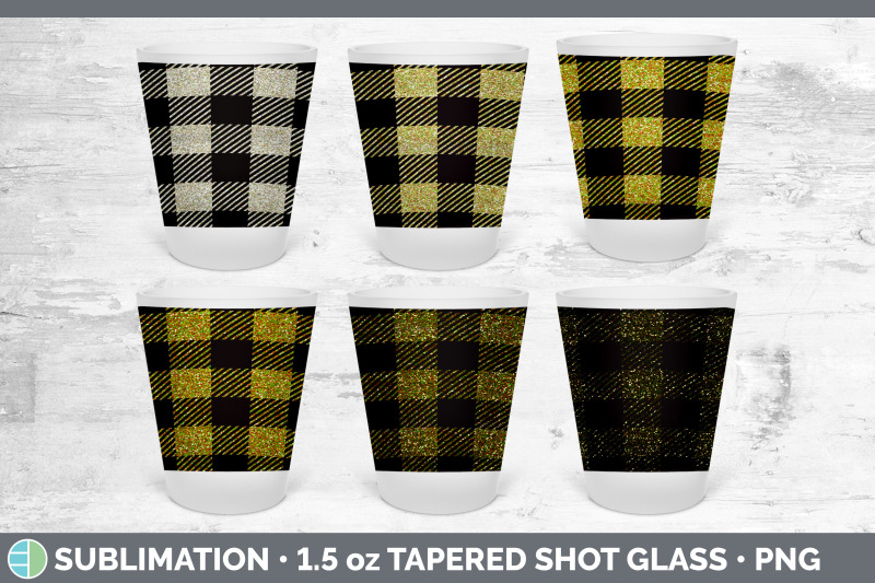 yellow-plaid-shot-glass-sublimation-tapered-shot-glass-1-5oz