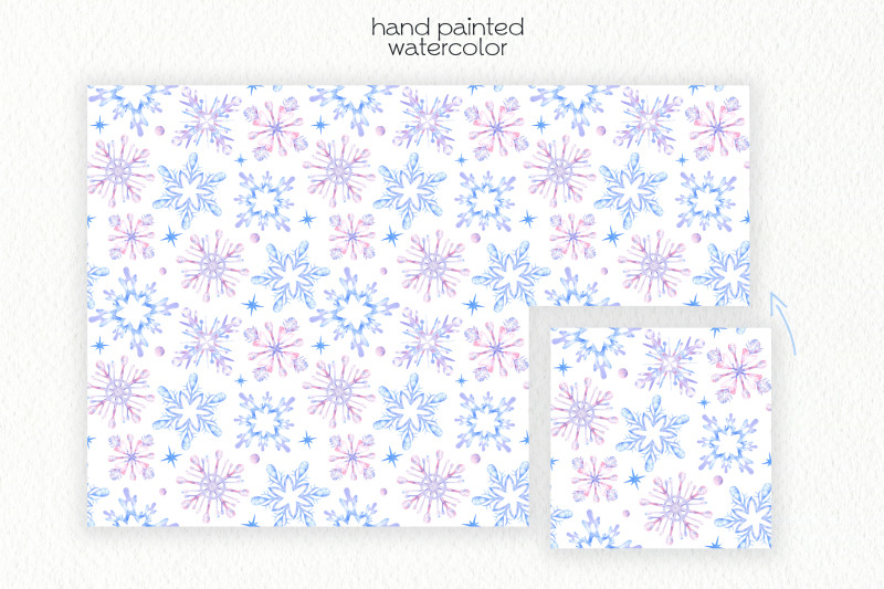 watercolor-snowflakes-digital-paper