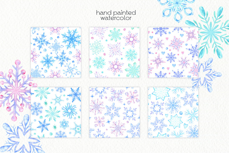 watercolor-snowflakes-digital-paper