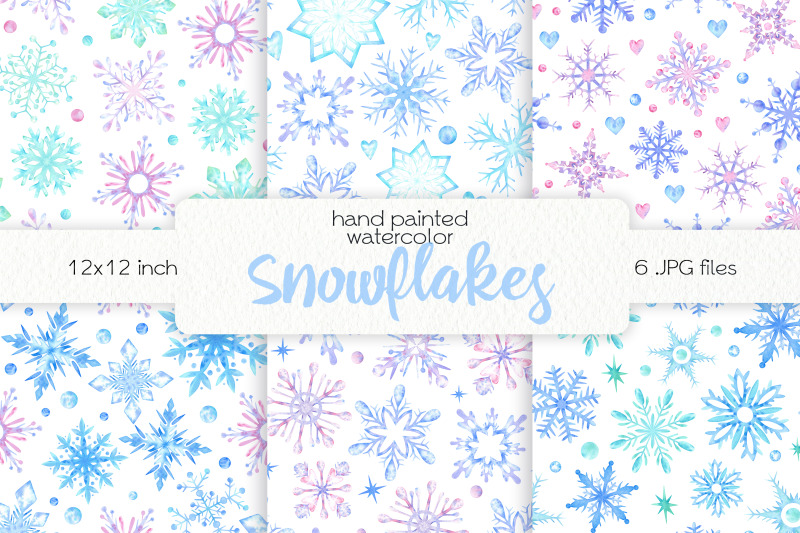 watercolor-snowflakes-digital-paper