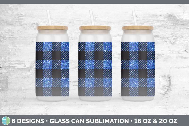 blue-buffalo-plaid-glass-can-sublimation-beer-mason-jar