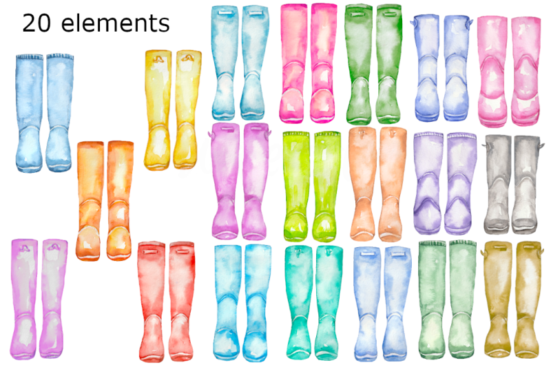 rainboots-watercolor-clipart