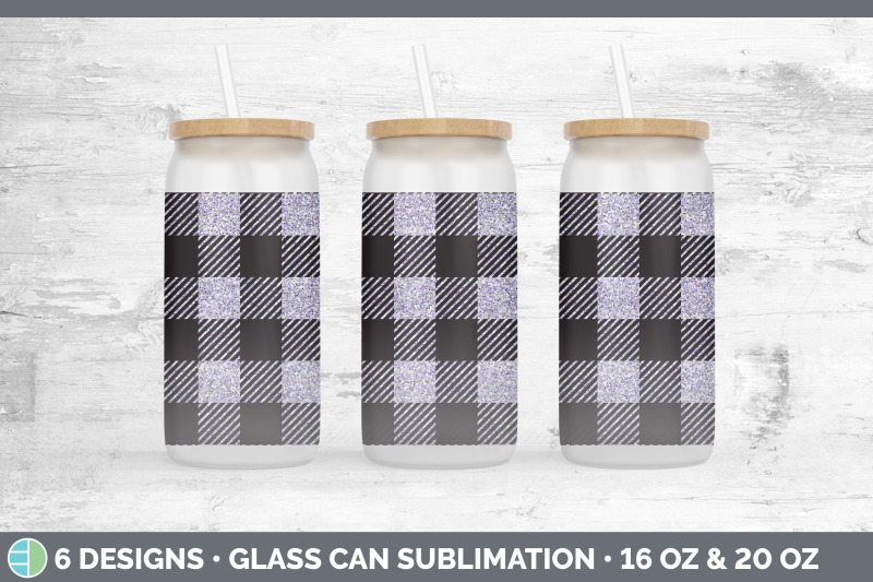 purple-buffalo-plaid-glass-can-sublimation-beer-mason-jar