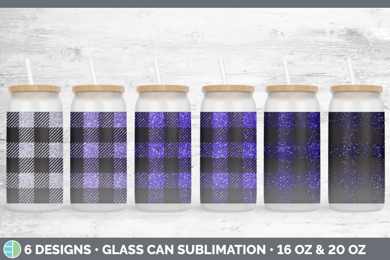 purple-buffalo-plaid-glass-can-sublimation-beer-mason-jar