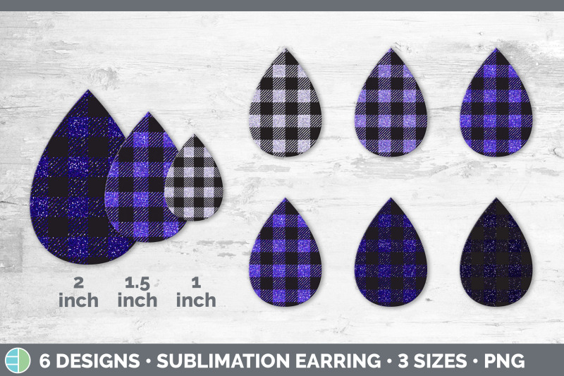 purple-buffalo-plaid-teardrop-earring-sublimation-designs-bundle