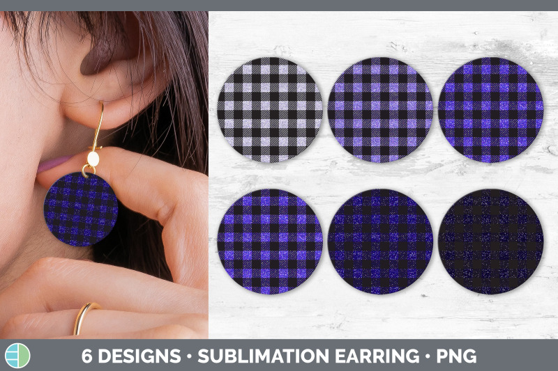 purple-buffalo-plaid-round-earring-sublimation-designs-bundle