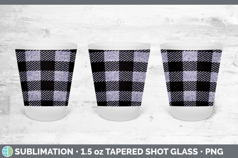 purple-buffalo-plaid-shot-glass-sublimation-shot-glass-1-5oz-tapered