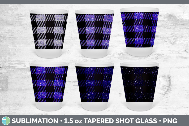 purple-buffalo-plaid-shot-glass-sublimation-shot-glass-1-5oz-tapered