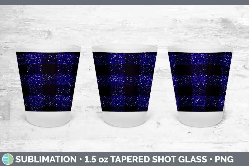 purple-buffalo-plaid-shot-glass-sublimation-shot-glass-1-5oz-tapered