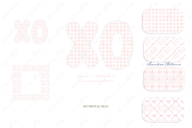 xo-pink-gingham-valentines-day-vintage-diy-digital-clipart
