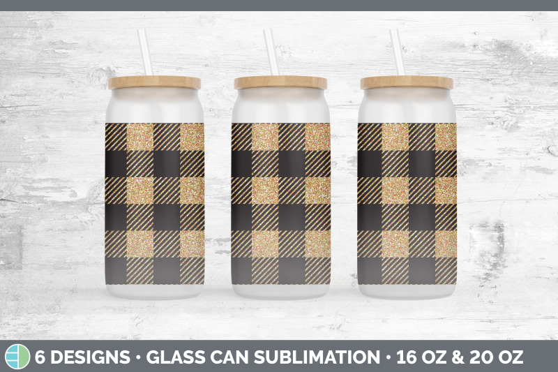 orange-buffalo-plaid-glass-can-sublimation-beer-mason-jar