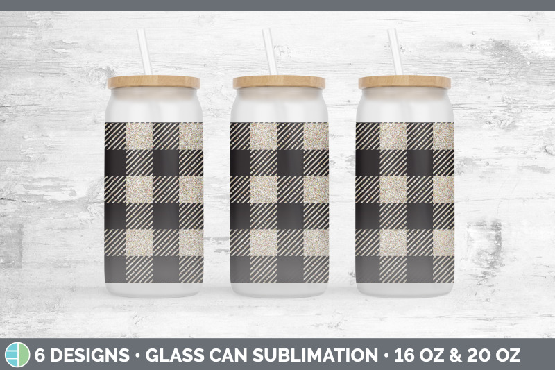 orange-buffalo-plaid-glass-can-sublimation-beer-mason-jar